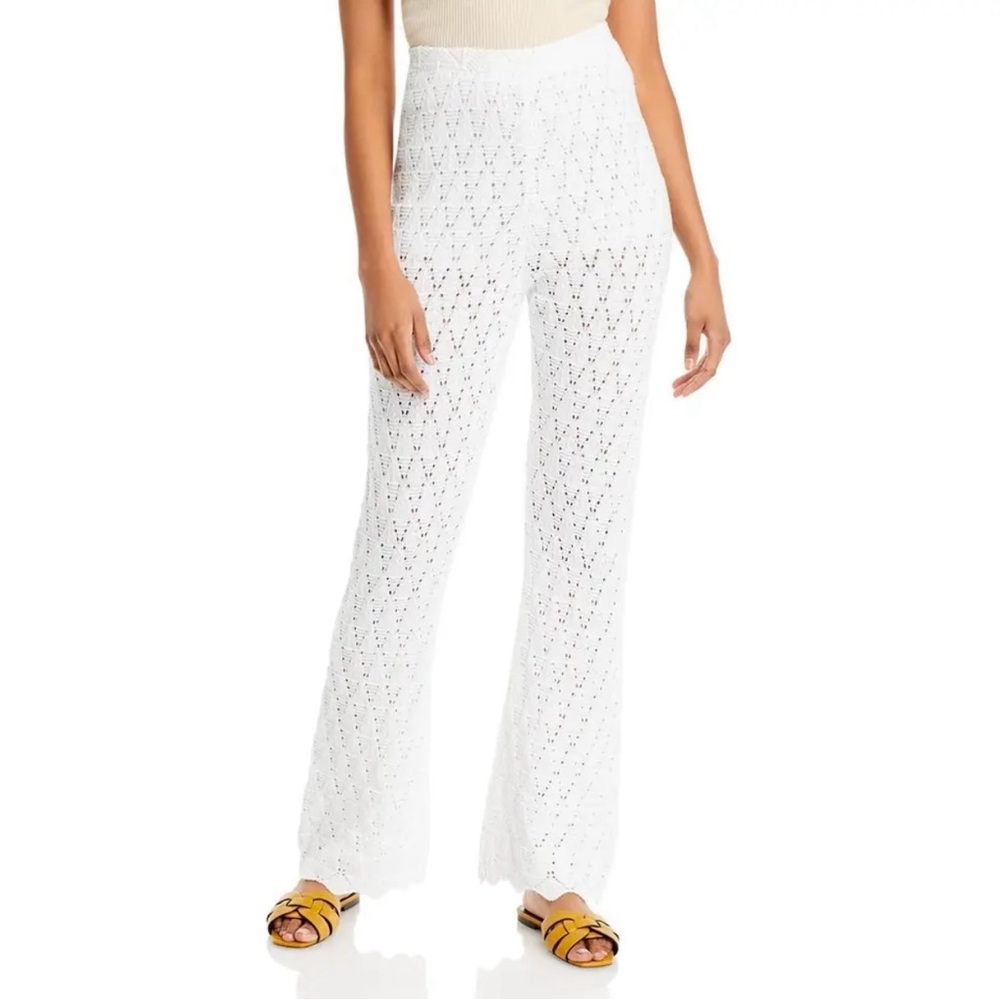 NWT WAYF White High Rise Crochet Pants Size Large